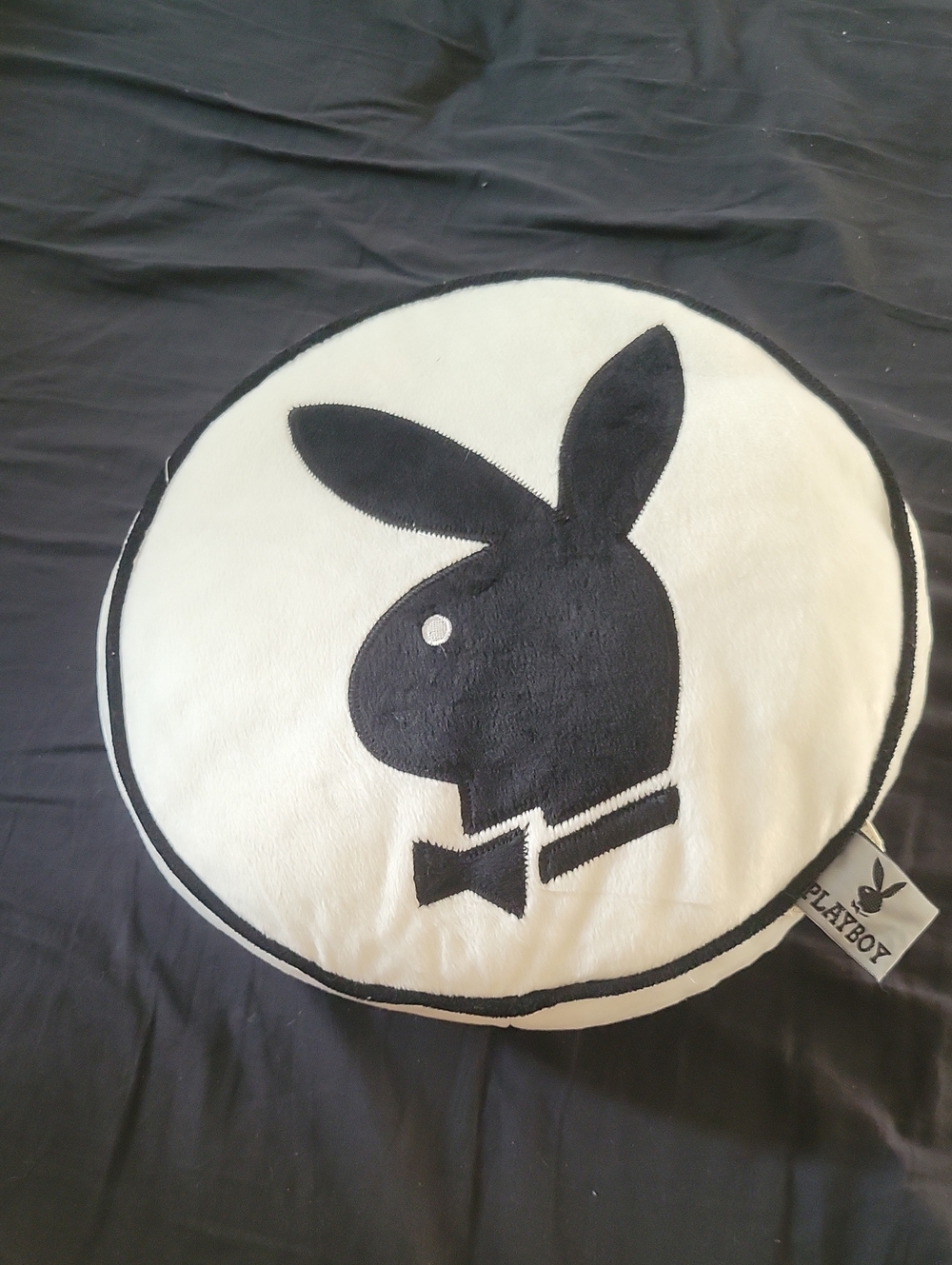 PLAYBOY Black and White Bunny Logo Plush Pillow